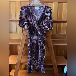 Donna Morgan Snakeskin Print Wrap Dress – Size 8